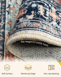 Area Rugs 2'6''x10' Runner Rug Non Slip Washable for Kitchen Hallway Bedroom Beside Laundry Room Bathroom Rug, Floor Carpet, Beige Navy Blue Orange Colorful
