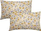 Navy Blue Yellow Floral Pillow Covers 12x20 Set of 2 Vintage Rustic Old Style Cute Small Flower Print Rectangle Decorative Outdoor Pillowcases Farmhouse Throw Cushion Case Decor for Couch Sofa Bed
