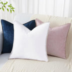 decorUhome Summer Chenille Soft Cozy Throw Pillow Covers 12x20 Set of 2, Modern Farmhouse Boho Velvet Decorative Pillow Cases with Stitched Edge for Couch Sofa Bed Home Decor, White