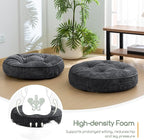 HIGOGOGO Floor Pillow Cushion for Adults, Meditation Cushion Pillow, Large Round Floor Sitting, Tufted Corduroy Cover, for Tatami Living Room or Yoga, 22x22 Inch, 2Pack, Dark Grey