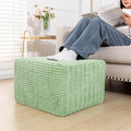 Asuprui Round Square Pouf Ottoman Foot Rest – Lightweight Modern Footstool with Plush Foam Filling, Perfect for Living Room Decor & Cozy Comfort – 20x20x14 Inch Chic Accent Piece (Sage Green)