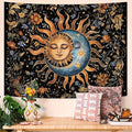 Aipon Sun and Moon Tapestry for Bedroom Boho Vintage Floral Hippie Wall Tapestry Aesthetic Retro Flower Plant Small Tapestries Wall Hanging for Living Room Dorm Decor 48 x 36 Inch