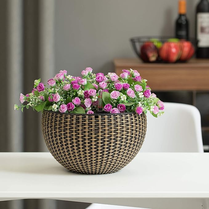 10" Self Watering Bronze Hanging Basket Flower Planter
