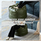 Louis Donné UNSTUFFED Pouf Ottoman, Square 17.7" Faux Leather Floor Footrest Cushion, Waterproof Poofy Ottoman Cover for Storage Living Room Decoration Bedroom Office Chair(ONLY Cover NO Filler)