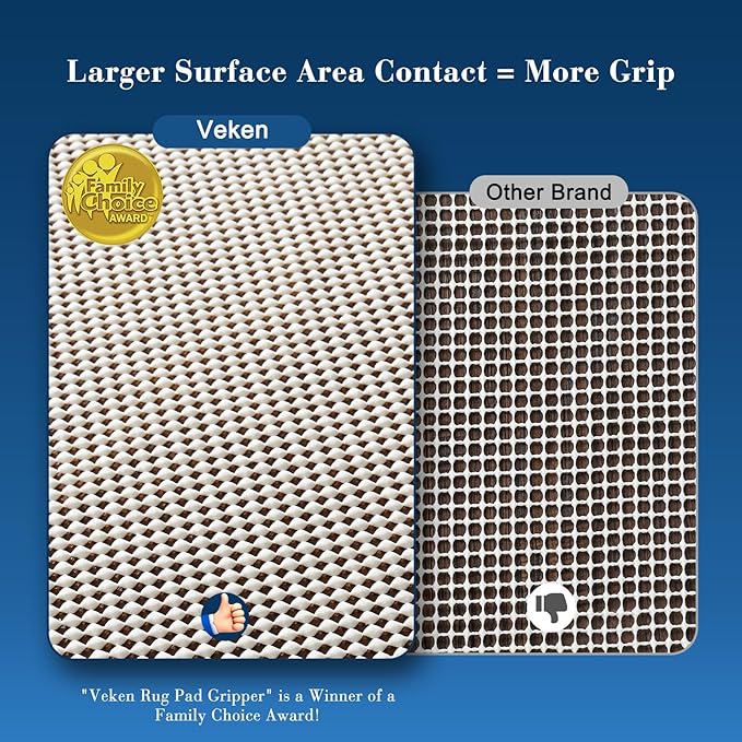 Veken 5x5 Ft Round Rug Pad Gripper for Hardwood Floors, Circle Non Slip Rug Pads for Area Rugs, Thick Rug Grippers for Tile Floors, Under Carpet Anti Skid Mat, Keep Your Rugs Safe and in Place