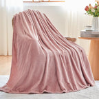 NEWCOSPLAY Super Soft King Blanket Dusty Pink Premium Silky Flannel Fleece Leaves Pattern Lightweight Bed Blanket All Season Use (Dusty Pink, King(90"x110"))