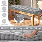 Geelin 48x18 Inch Bench Cushions for Indoor Furniture Chenille Velvet Gray Button Tufted Thicken Window Seat Pad Mat with Memory Foam Non Slip Long Floor Pillow for Entryway Dining Sofa Breakfast Nook