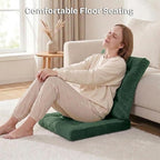 Floor Pillow for Sitting, Large Velvet Floor Seating Cushion for Adults, Tufted Big Pillow for Meditation, Yoga & Living Room, Machine Washable, 22x22 Inch, Green