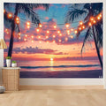 AOHMPT Ocean Sunset Tapestry, Beach Evening Sunset Tapestry, Natural Beach Palm Tree Landscape Poster, Seaside Landscape Wall Hanging for Bedroom, Dorm Room and Living Room Wall Decor 79" L x 59" W