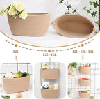 Hanging Basket, 3-Tier Wall Baskets, Over the Door Organizer with 4 Hooks, Hanging Baskets for Organizing, Woven Storage Basket Behind the Door for Nursery, Bedroom, Living Room, Kitchen