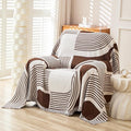 Boho Chenille Couch Cover with Tassels, Bohemian Sofa Cover for 1 Cushion Couch, Armchair, Chair, 1 Seater (71" x 91", Coffee)