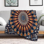Indian Hippie Bohemian Throw Blanket Beautiful Peacock Mandala Blanket for Sofa Bed Couch Chair Or Dorm 40"x50"