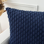 Kevin Textile 14x20 Inch Pillow Cover 1 Pack Boho Decorative Soft Striped Corduroy Lumbar Farmhouse Color Accent Rectangle Cushion Case for Living Room Couch Sofa Bed, Navy Blue