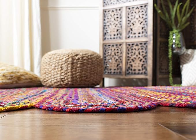 SAFAVIEH Cape Cod Collection Runner Rug - 2'3" x 8', Red & Multi, Handmade Braided Jute & Cotton, Ideal for High Traffic Areas in Living Room, Bedroom (CAP208Q)