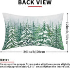 Kawani Green Pine Tree Lumbar Pillow Covers 12X20 Inch Winter Forest Snowflake Decorative Pillow Cases Set of 2 Christmas Holiday Throw Pillows for Cushion Sofa Couch Outdoor