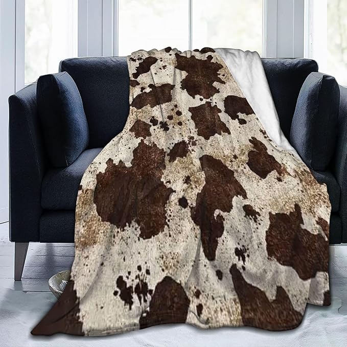 Cow Throw Blanket Soft Flannel Blanket 60"x50" in Bed Blanket Home Decor for Room Sofa Couch All Season