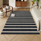 Lahome Elance Striped Easy Jute 5x7 Outdoor Rug, Washable Rugs for Patio Living Room, Farmhouse Neutral Non Slip Non Shedding Black Carpet for Deck Entryway Dining Room Office Porch