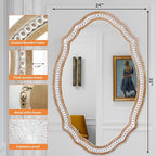 24x35 Inches Wooden Farmhouse Oval Mirror for Wall Decor, Living Room, Bedroom, Bathroom Rustic Decorative Mirrors for Entryway - Vertical or Horizontal Hanging