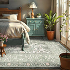 GarveeHome Provence Sage Green 6x9 Area Rugs, Botanical Grove Vintage Cottagecore Non-Slip Washable Rug for Living Room Bedroom Nursery Kitchen Low-Pile Retro Large Carpet