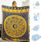 Boho Throw Blankets Woven Reversible Cotton Bohemian Tapestry Hippie Room Decor Witchy Astrology Zodiac Celestial Constellation Carpet Bed Recliner Chair Couch Sofa Cover Double Sided 50"x70"