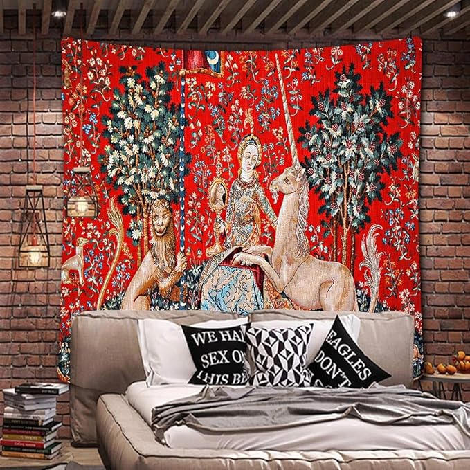 FEASRT Wild Animal Psychedelic Bohemian Tapestry, 40x30 Inches Soft Flannelette, for Living Room Royal Historical Decor