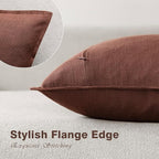 Foindtower Pack of 2, Decorative Linen Soild Throw Pillow Covers Soft Accent Euro Cushion Case Boho Farmhouse Pillowcase for Chair Couch Sofa Bedroom Living Room Home Decor 16 x 16 Inch Rust Red