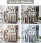 WRENGONGE Taupe Throw Blanket, 50x70 Soft Cozy Striped Throw Blankets for Couch, Sofa, Bed, Travel, Lightweight Fluffy Warm Plush Decorative Blankets for Women, Men Gift