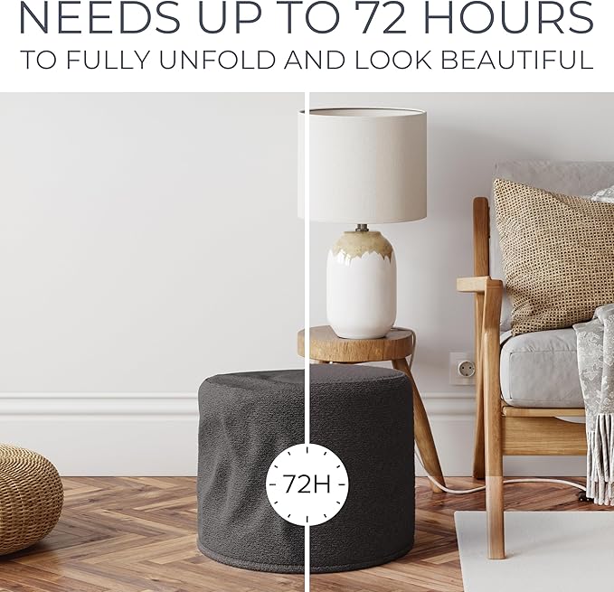 ZICOTO Beautiful Boucle Pouf Ottoman and Foot Rest - Elevate Your Living Room Decor with Lightweight Comfort and Charm - A Round Modern Foam Filled Foot Stool Perfect to Rest Your Feet