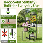 Plant Stand Indoor Outdoor, 5 Tier Corner Metal Flower Display Holder Stand, Folding Tall Plant Rack for Patio Balcony Porch Garden Living Room House, Heavy Duty Wrought Iron Plant Shelf - BlackS