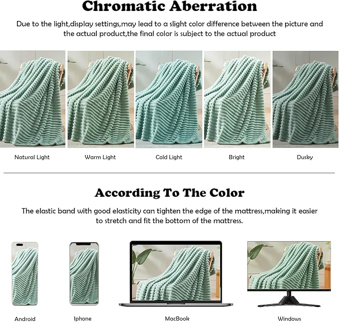 NEWCOSPLAY Super Soft Twin Blanket New Sage Green Premium Silky Flannel Fleece 3D Ribbed Jacquard Lightweight Bed Blanket All Season Use (New Sage Green Ribbed, Twin(60"x80"))