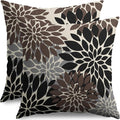 Black Dark Brown Pillow Covers 16X16 Inch Set of 2, Spring Summer Floral Dahlia Flower Cream Decorative Throw Pillow Covers Outdoor Modern Farmhouse Cushion Case for Home Couch Sofa Bed Decor