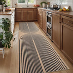 Tangsoo Rainbow Easy Jute Rug 2.6x10 Washable Runner Rug for Hallways,Non-Slip Thin Black Outdoor Rug,Modern Farmhouse Carpet for Porch Laundry Bedroom Living Room Entryway