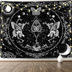 KJHL Skull Tapestry Black and White Skeleton Lovers Tapestries Aesthetic Large Gothic Butterfly Wall Hanging for Bedroom Living Room 59ʺ x 79ʺ