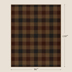 JTJ Vintage Large Plaid Area Rug for Living Room - Classic 8x10 Easy Jute Classic Brown and Red Rug for Bedroom, Dining Room, Outdoor Porch, Neutral Dark Brown Retro Décor