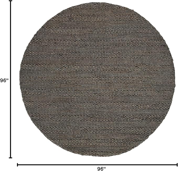 SAFAVIEH Natural Fiber Collection Area Rug - 8' Round, Charcoal, Handmade Jute, Braided Woven Design, Ideal for Living Room, Bedroom (NF212C)