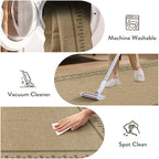 LIVEBOX Scalloped Washable 3x5 Outdoor Rug, Easy Jute Tan Rugs for Entryway Bedroom, Indoor Outdoor Non Slip Farmhouse Rugs for Patio Living Room, Geometric Carpet Front Door Mat for Porch Kitchen