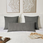 Kevin Textile 20x54 Inch Long Body Lumbar 1 Pack Boho Decorative Throw Pillow Cover Soft Striped Corduroy Rectangle Cushion Case Farmhouse Accent for Living Room Couch Sofa Bed, Dark Grey