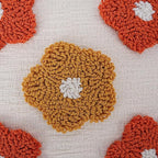 Adabana Chenille Flower Throw Pillow Cover 18x18 Boho Decorative Tufted Pillows Cover Soft Textured Accent Pillow for Couch Bed Sofa Living Room Bedroom, Yellow Orange