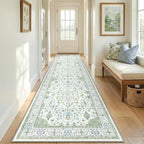 Area Rugs 2'x8' Runner Rug Non Slip Washable for Kitchen Hallway Bedroom Beside Laundry Room Bathroom Rug, Floor Carpet, Green White Blue