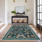 4 x 6 Rug Non-Slip Washable Carpet - Mushroom Soft Low-Pile Stain Resistant Foldable Rugs for Nursery Kitchen Bedroom Living Room Entryway Indoor Mat with Rubber Back Black