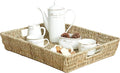 16.93 inch Rectangular Wicker Tray, Hand-Woven Rattan Serving Trays with Handles for Snack Drinks Coffee Table Tray, Seagrass 1Pack