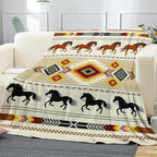 Western Throw Blanket, Cowboy Soft Cozy and Warm Couch Blankets Gift for Western Lover, Decorative Blankets for Sofa Couch Bed, Beige Brown 50×60 inches