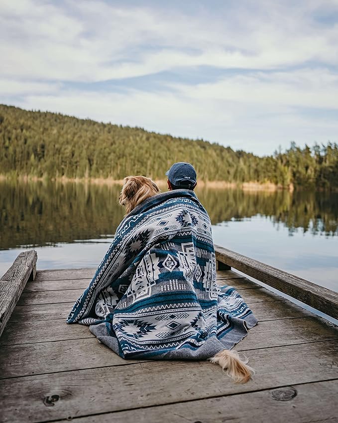 Inca Aztec Throw, Queen, King Blanket | Southwest Indian Navajo Boho Style | Native Cover for Camping, Bedding, Couch, Vanlife | Faux Alpaca, Lightweight, Hypoallergenic (Condor Gray, Throw)