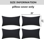 Home Brilliant 12x20 Pillow Cover Set of 4 Fall Decorative Linen Oblong Pillow Cases for Sofa Bedroom Couch Bed, 12x20 inches, 30 x 50 cm, Set of 4, Black