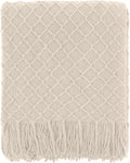 CREVENT Farmhouse Boho Knitted Throw Blanket for Couch Sofa Chair Bed Home Decoration, Soft Warm Cozy Light Weight for Spring Summer Fall (60''X80'' Beige)