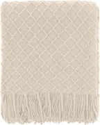 CREVENT Farmhouse Boho Knitted Throw Blanket for Couch Sofa Chair Bed Home Decoration, Soft Warm Cozy Light Weight for Spring Summer Fall (60''X80'' Beige)