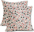 4th of July Floral Pillow Covers 18x18 Set of 2 Vintage Rustic Old Style Navy Blue Red Black Flower Print Decorative Outdoor Pillowcases Patriotic Throw Cushion Case Decor for Couch Sofa Bed