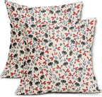 4th of July Floral Pillow Covers 16x16 Set of 2 Vintage Rustic Old Style Navy Blue Red Black Flower Print Decorative Outdoor Pillowcases Patriotic Throw Cushion Case Decor for Couch Sofa Bed
