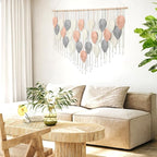 Alynsehom Large Macrame Wall Hanging, Boho Woven Tapestry, Chic Modern Bohemian Handmade Leaf Feather Wall Art Home Decor for Apartment Dorm Living Room Bedroom Nursery Backdrop (51.5" W X 33.5" L)