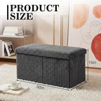 30'' Pouf Ottoman for Couch with Storage Plush Corduroy Ottoman Sectional Couch Large Foldable Gray Foot Stools for Living Room Plush Corduroy